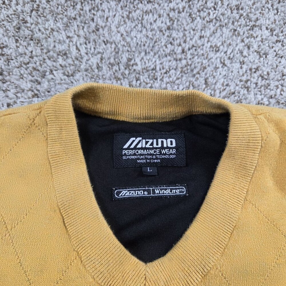 Mizuno WindLite Windbreaker Vest Mens Large Yellow V Neck Pullover - Picture 2 of 8